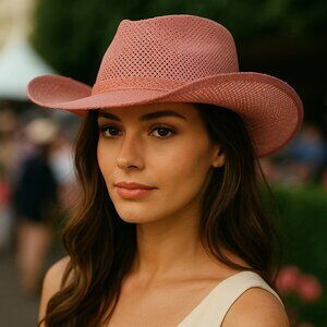 Pink‎ Western Mesh Sun Hat | Derby, Rodeo, Garden Party Y2K Style